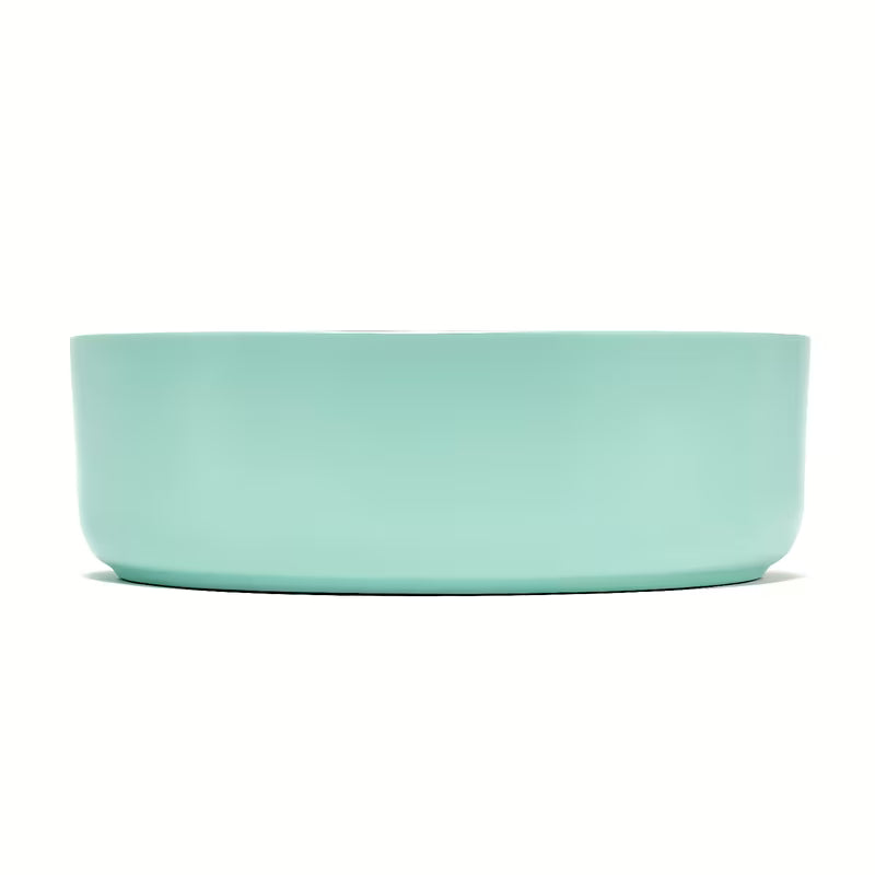 Okrągła ceramiczna umywalka nablatowa  SAT Mood w kolorze miętowy mat bez otworu na baterię i bez przelewu.
