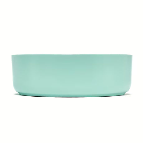 Okrągła ceramiczna umywalka nablatowa  SAT Mood w kolorze miętowy mat bez otworu na baterię i bez przelewu.