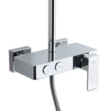 System prysznicowy SAT Chrome z baterią dźwigniową, półką, deszczownicą i słuchawką prysznicową w wykończeniu biały/chrom.