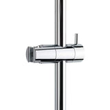 System prysznicowy SAT Chrome z baterią jednouchwytową, półką oraz deszczownicą i słuchawką prysznicową, wykończenie biały/chrom.