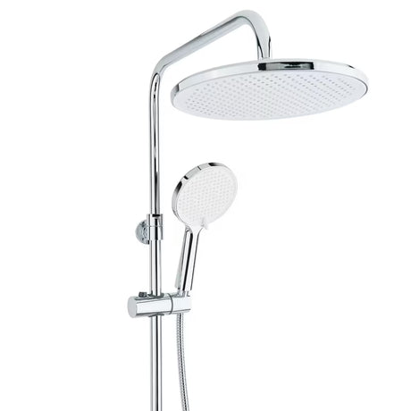System prysznicowy SAT Chrome z baterią termostatyczną, z deszczownicą 25 cm i słuchawką prysznicową z trzema strumieniami.