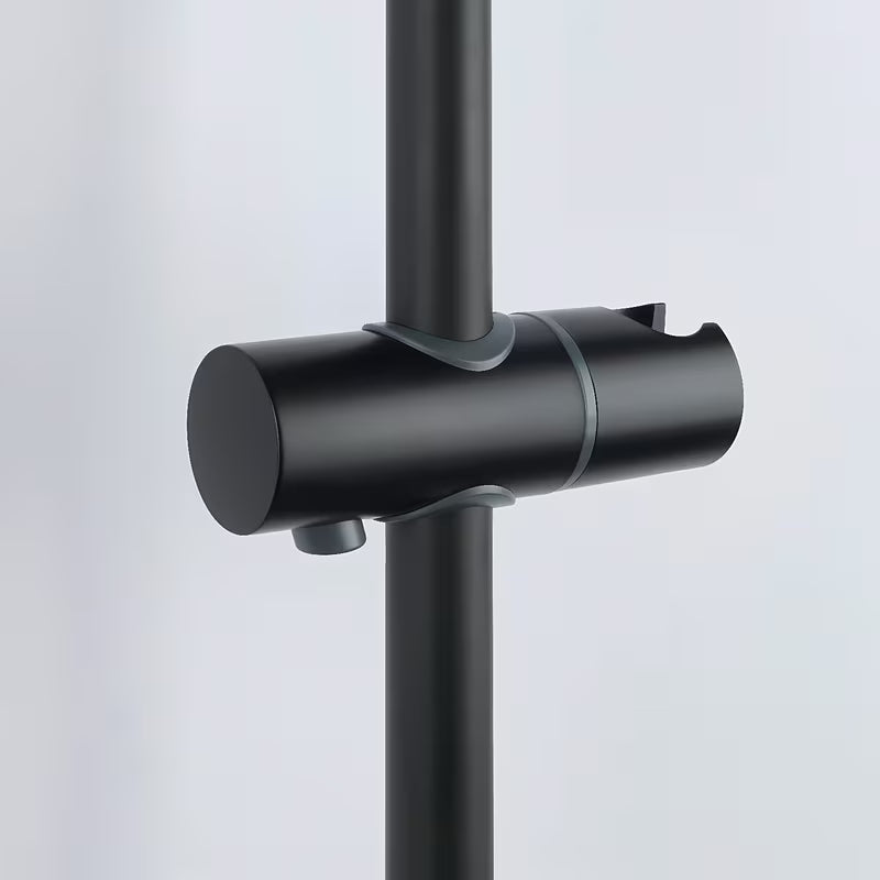 Czarny matowy system prysznicowy SAT z baterią termostatyczną, z deszczownicą 25 cm i słuchawką prysznicową