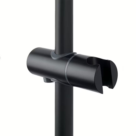 Czarny matowy system prysznicowy SAT z baterią termostatyczną, z deszczownicą 25 cm i słuchawką prysznicową