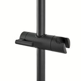 Czarny mat system prysznicowy SAT z baterią termostatyczną, z deszczownicą, słuchawką prysznicową i szklaną półką.