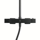 Termostatyczny system prysznicowy SAT w wykończeniu czarny mat z deszczownicą 32×21 cm i rączką prysznicową.