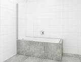 Parawan nawannowy SAT Chrome z profilem chromowanym, panelem obrotowym i szkłem z powłoką EasyClean, wysokość 150 cm.