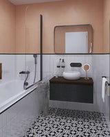Parawan nawannowy SAT 150x80 cm z przezroczystym szkłem i czarnym matowym profilem