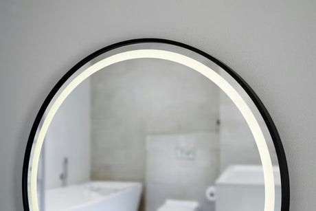 Okrągłe lustro łazienkowe lustro SAT z OŚWIETLENIEM led i czujnikiem, średnica 70 cm, czarne wykończenie.
