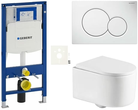 Zestaw WC podtynkowy SAT z modułem Geberit Duofix, spłuczką, białym przyciskiem Sigma i deską soft Close
