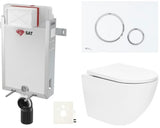 Zestaw WC podtynkowy SAT Fusion z technologią spłukiwania wirowego, modułem podtynkowym, spłuczką i przyciskiem w kolorze biały mat
