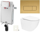 Zestaw WC podtynkowy SAT Fusion z technologią spłukiwania wirowego i przyciskiem w kolorze gold mat