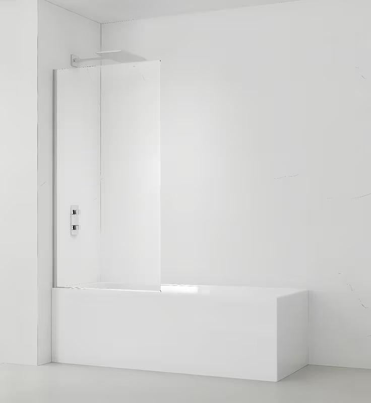 Stała parawan nawannowy SAT Chrome 150x80 cm z profilem chrom i szkłem z powłoką EasyClean.
