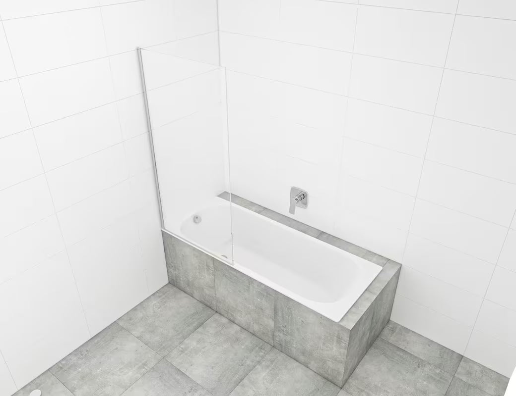 Stała parawan nawannowy SAT Chrome 150x80 cm z profilem chrom i szkłem z powłoką EasyClean.