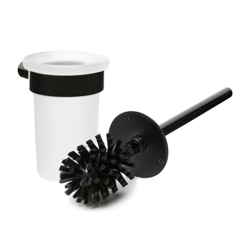 Ścienna SZCZOTKA do Wc SAT Simply R w wykończeniu PVD Gun Metal z pojemnikiem z mlecznego szkła.