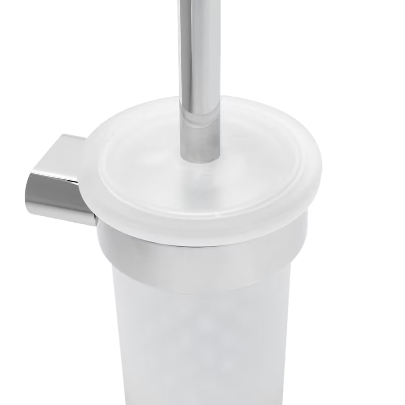 Ścienna SZCZOTKA do Wc SAT Simply R w wykończeniu chrom i mleczne szkło, o zaokrąglonym kształcie