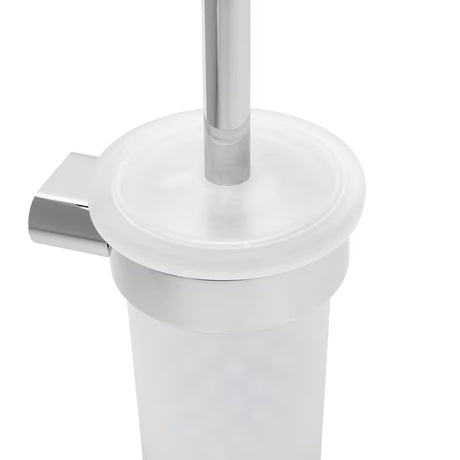 Ścienna SZCZOTKA do Wc SAT Simply R w wykończeniu chrom i mleczne szkło, o zaokrąglonym kształcie