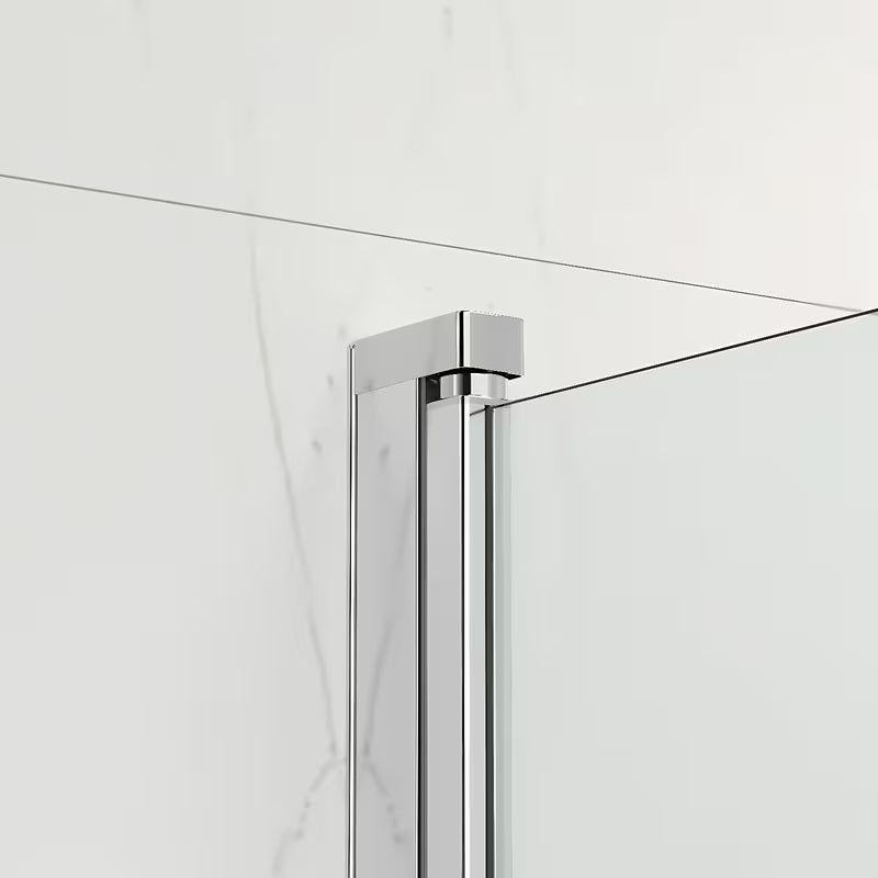 Dwuczęściowa łamany parawan nawannowy SAT Sk 150x105 cm z przezroczystym szkłem i chromowanymi profilami