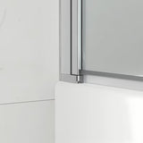 Dwuczęściowa łamany parawan nawannowy SAT Sk 150x105 cm z przezroczystym szkłem i chromowanymi profilami