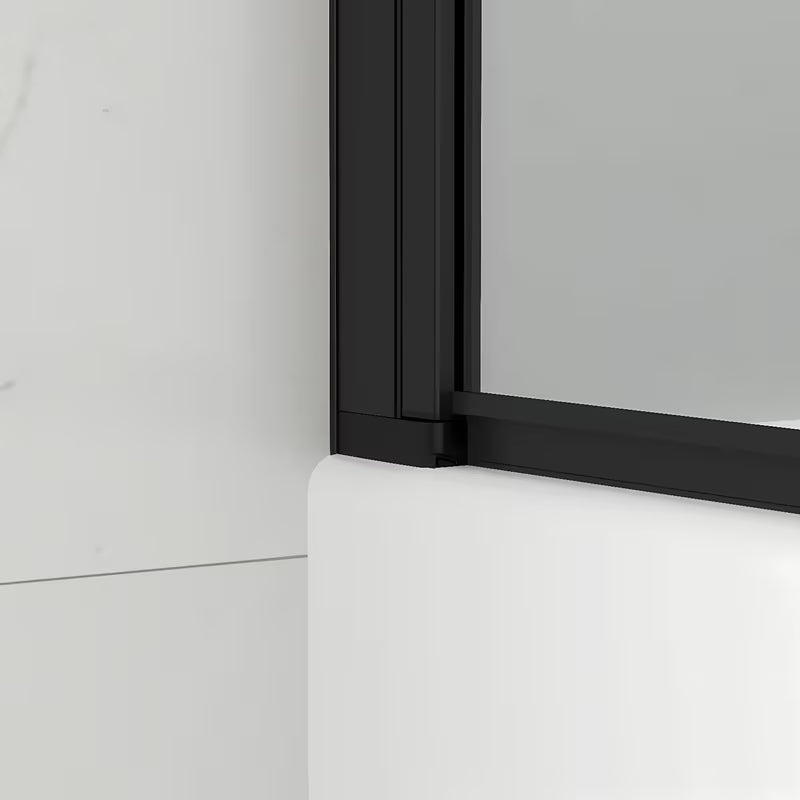Czarna parawan nawannowy SAT SK 150x105 cm z przezroczystym szkłem i składanym otwieraniem