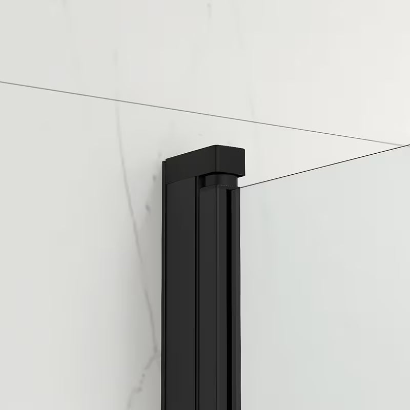 Czarna parawan nawannowy SAT SK 150x105 cm z przezroczystym szkłem i składanym otwieraniem