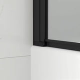 Czarna parawan nawannowy SAT SK 150x105 cm z przezroczystym szkłem i składanym otwieraniem