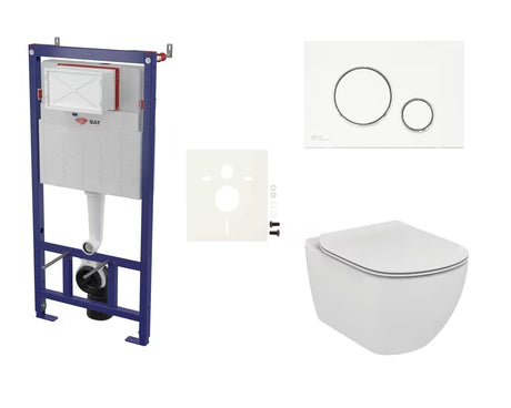 Zestaw WC podtynkowy Ideal Standard Tesi z technologią Aquablade i stelażem SAT w białym połysku