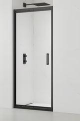 Drzwi prysznicowe SAT Tex-C 100 cm w kolorze czarnym, z drzwiami przesuwnymi i przezroczystym szkłem Easyclean.