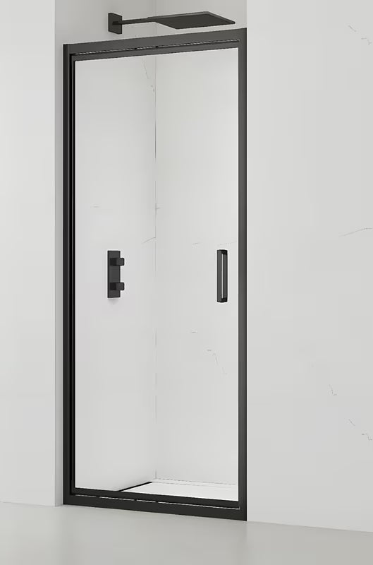 Drzwi prysznicowe SAT Tex-C 100 cm w kolorze czarnym, z drzwiami przesuwnymi i przezroczystym szkłem Easyclean.