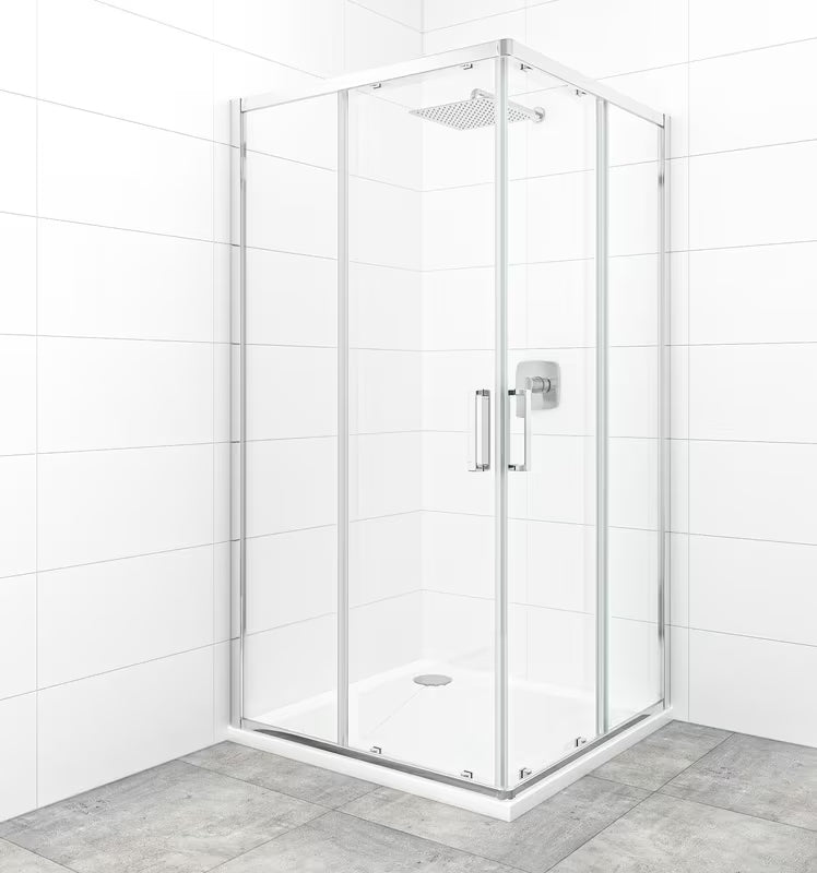 Kwadratowa kabina prysznicowa SAT Tex 100x100 cm z przezroczystym szkłem i profilami w połyskującym chromie