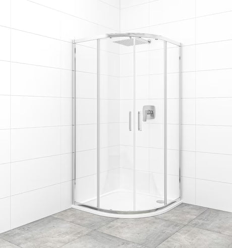 Kabina prysznicowa półokrągła SAT Tex 90x90 cm z przezroczystym szkłem i profilami w połyskującym chromie