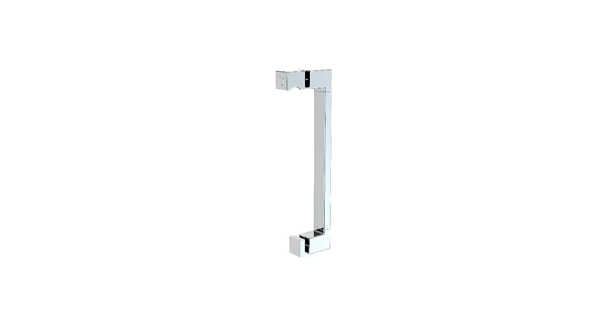 Chromowany uchwyt SAT Tex pro kabiny prysznicowe Anima z tworzywa ABS z rozstawem śrub 19,2 cm.