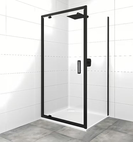 Kwadratowa kabina prysznicowa SAT Tex 90x90 cm z przezroczystym szkłem i czarnymi matowymi profilami