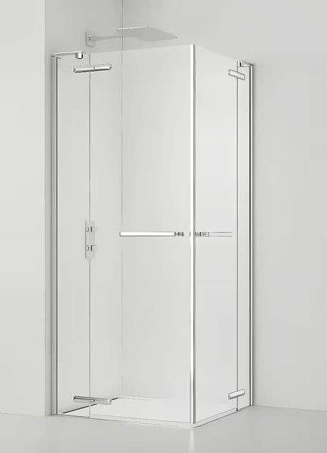 Kwadratowy bezramowy kabina prysznicowa SAT TGD New 100x100 cm z przezroczystym szkłem i profilami chromowanymi