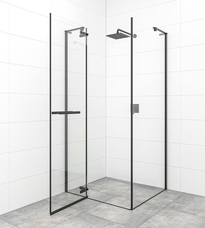 Uchylne drzwi prysznicowe SAT Tgd New 100 cm, czarny mat, szkło transparentne, powłoka Easyclean.