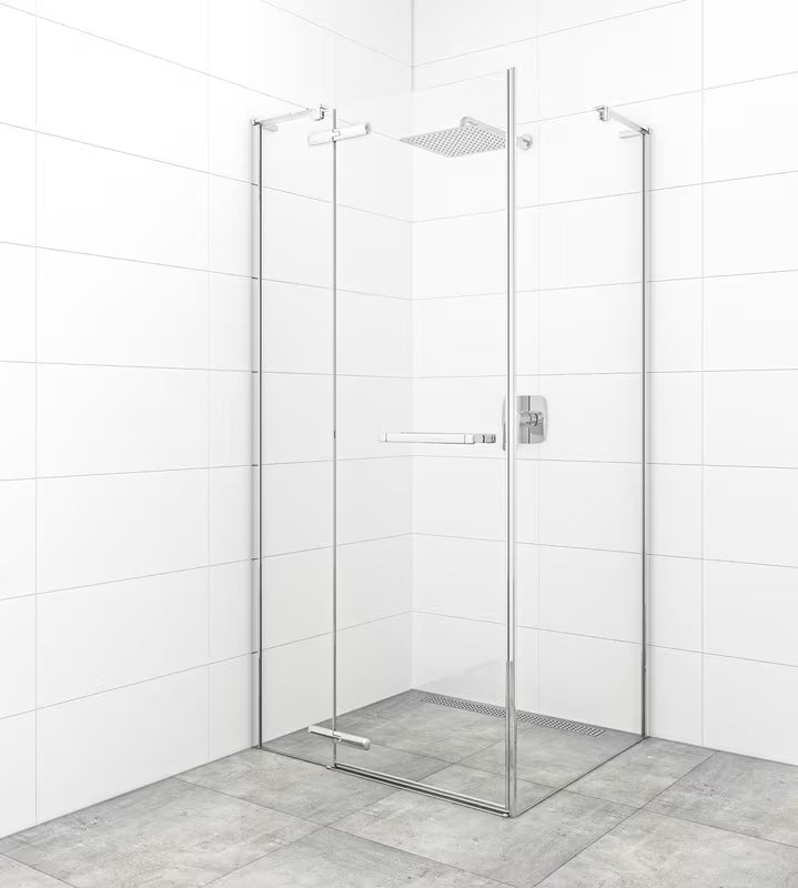 Drzwi prysznicowe uchylne SAT TGD New 120 cm, chrom, szkło transparentne, powłoka Easyclean