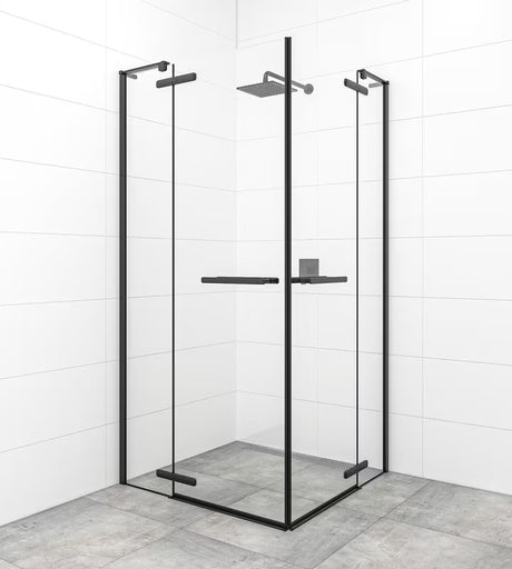 Drzwi prysznicowe uchylne SAT Tgd New 120 cm, czarny mat, szkło transparentne, powłoka Easyclean