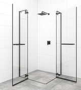 Drzwi prysznicowe uchylne SAT Tgd New 120 cm, czarny mat, szkło transparentne, powłoka Easyclean