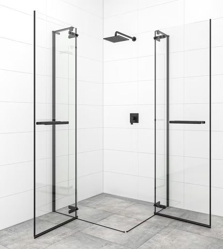 Drzwi prysznicowe uchylne SAT Tgd New 120 cm, czarny mat, szkło transparentne, powłoka Easyclean