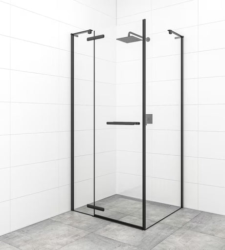 Drzwi prysznicowe uchylne SAT Tgd New 120 cm, czarny mat, szkło transparentne, powłoka Easyclean