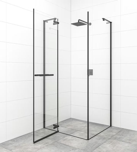 Drzwi prysznicowe uchylne SAT Tgd New 120 cm, czarny mat, szkło transparentne, powłoka Easyclean