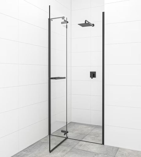Drzwi prysznicowe uchylne drzwi prysznicowe SAT Tgd New 90 cm w kolorze czarny mat, z przezroczystym szkłem i powłoką Easyclean.