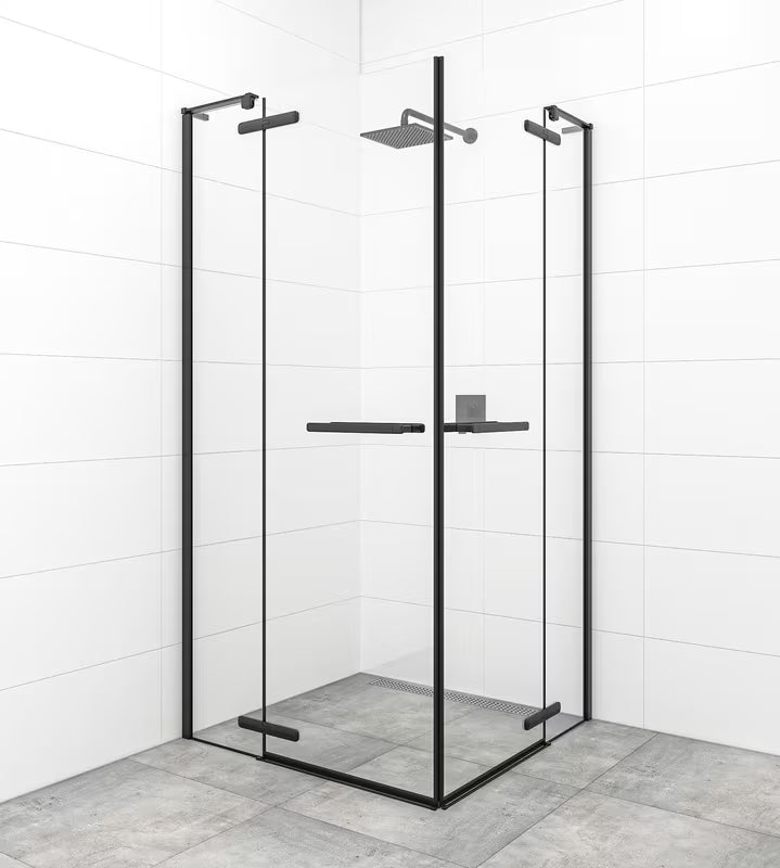 Drzwi prysznicowe uchylne drzwi prysznicowe SAT Tgd New 90 cm w kolorze czarny mat, z przezroczystym szkłem i powłoką Easyclean.