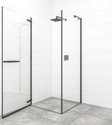 Drzwi prysznicowe uchylne drzwi prysznicowe SAT TGD New 100 cm w kolorze czarny mat, z przezroczystym szkłem i powłoką Easyclean.