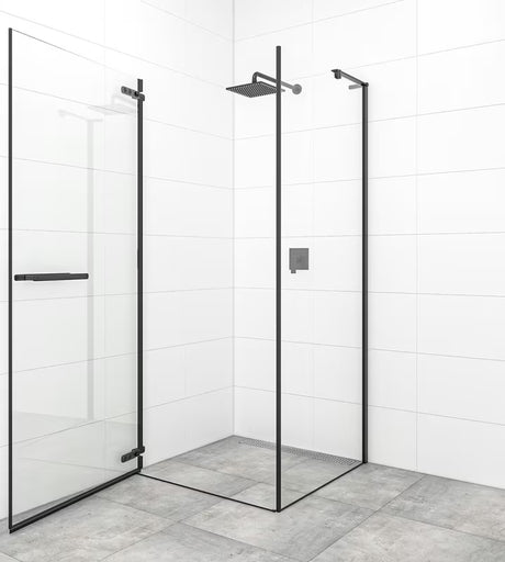 Drzwi prysznicowe uchylne drzwi prysznicowe SAT TGD New 100 cm w kolorze czarny mat, z przezroczystym szkłem i powłoką Easyclean.