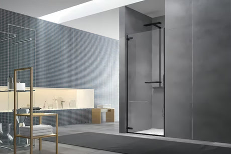Bezramowe drzwi prysznicowe wnękowe SAT Tgd New 100 cm w kolorze czarny mat z przezroczystym szkłem
