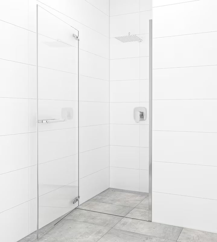 Uchylne drzwi prysznicowe SAT TGD New 80 cm w chromie połysk, ze szkłem transparentnym i powłoką Easyclean.