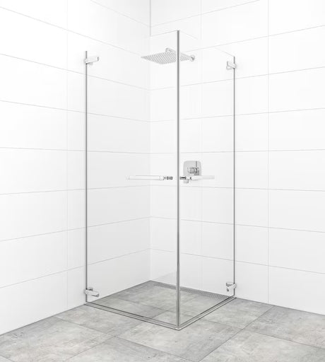 Uchylne drzwi prysznicowe SAT TGD New 80 cm w chromie połysk, ze szkłem transparentnym i powłoką Easyclean.