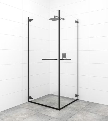 Drzwi prysznicowe uchylne drzwi prysznicowe SAT Tgd New 80 cm w kolorze czarny mat, z przezroczystym szkłem i powłoką Easyclean.