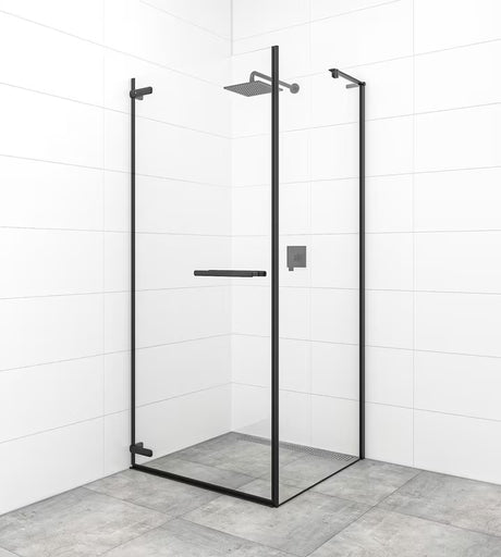 Drzwi prysznicowe uchylne drzwi prysznicowe SAT Tgd New 80 cm w kolorze czarny mat, z przezroczystym szkłem i powłoką Easyclean.