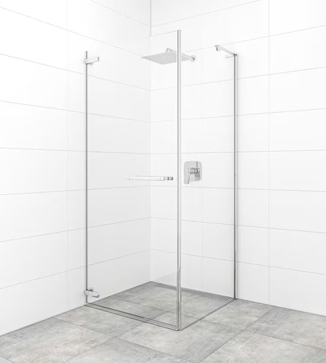 Drzwi prysznicowe uchylne drzwi prysznicowe SAT Tgd New 90 cm w chromie, z przezroczystym szkłem bezpiecznym i powłoką Easyclean.
